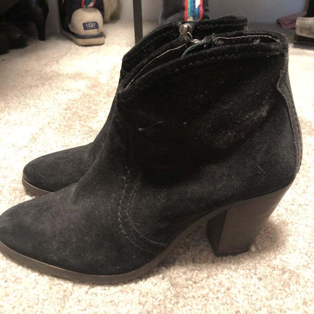 Jigsaw black suede ankle boots